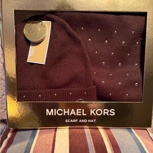 Michael Kors Deep Brown Scarf and Hat Set